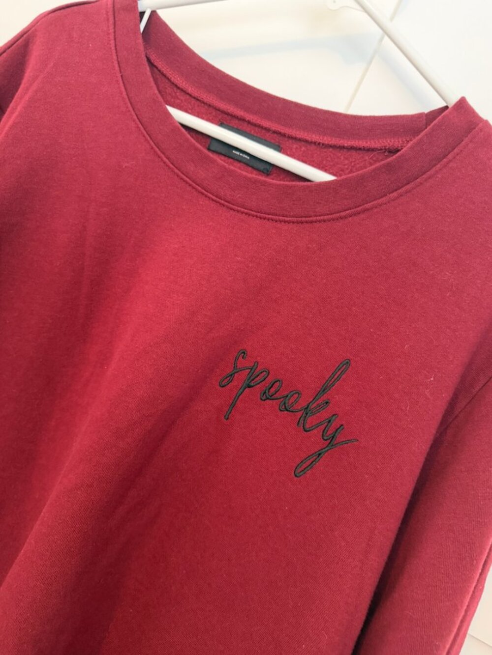 Lane Bryant Spooky Embroidered Fleece Sweatshirt Size 26/28 Burgundy Halloween